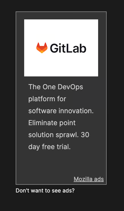A gitlab advert on MDN