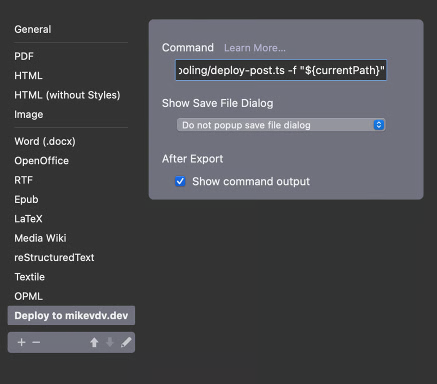 Adding exports to Typora