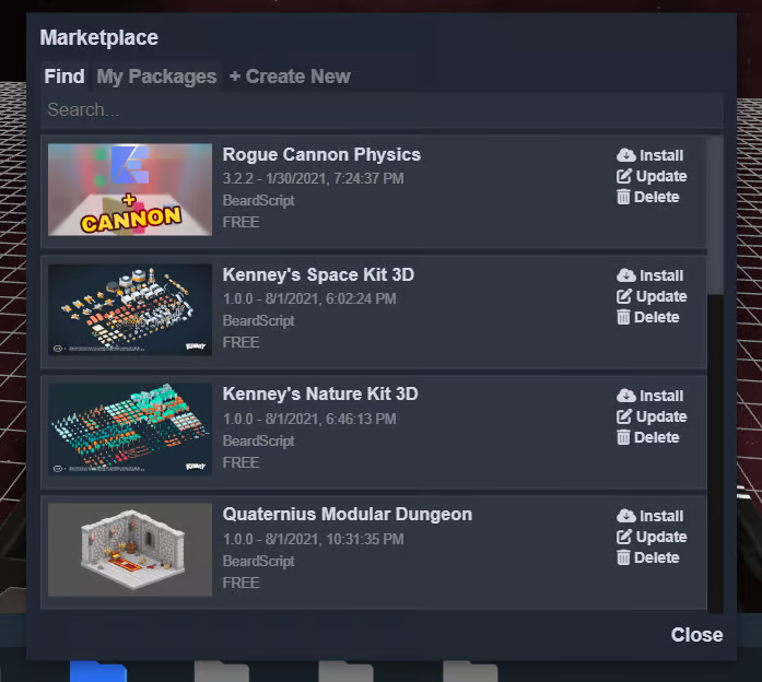 The included app store
